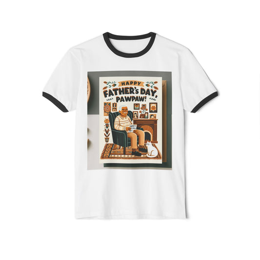 Happy Father's Day Pawpaw Ringer T-Shirt, Unisex Cotton Tee, Gift for Dad, Grandpa Shirt, Father's Day Apparel, Family Reunion T-Shirt